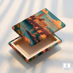 Cordoba Spain Sunset Travel Poster — stretched canvas print floating detail mirror edge