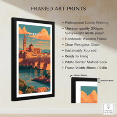Cordoba Spain Sunset Travel Poster — framed print details measurements quality details