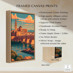 Cordoba Spain Sunset Travel Poster — framed canvas float frame details quality