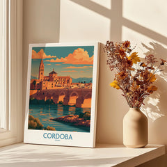 Cordoba Spain Sunset Wall Art — canvas print window setting with shadows flowers
