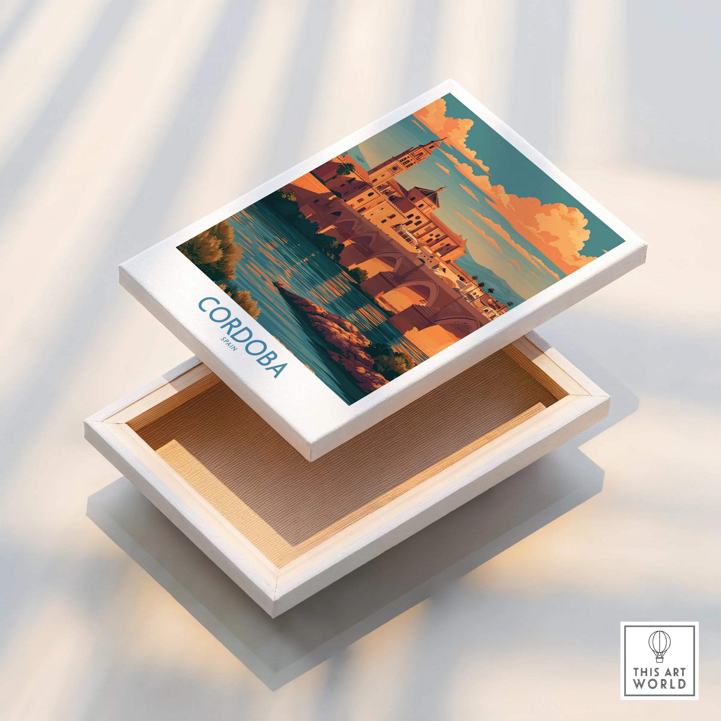Cordoba Spain Sunset Wall Art — stretched canvas print floating detail mirror edge