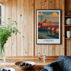 Cordoba Spain Sunset Wall Art — black framed art print kitchen setting