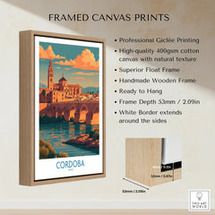 Cordoba Spain Sunset Wall Art — framed canvas float frame details quality