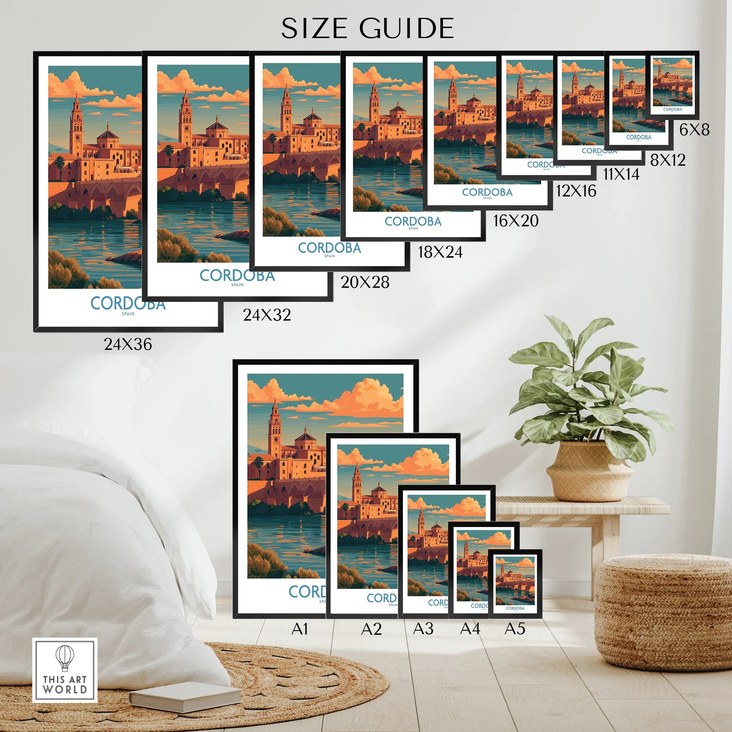 Cordoba Spain Sunset Wall Art — wall art poster size guide thisartworld