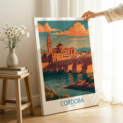 Cordoba Spain Sunset Wall Art — canvas print mirror edge hand holding room setting