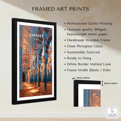 Cordoba Spain Mezquita Travel Poster — framed print details measurements quality details