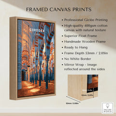 Cordoba Spain Mezquita Travel Poster — framed canvas float frame details quality