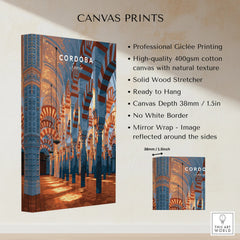 Cordoba Spain Mezquita Travel Poster — canvas print stretched cotton canvas details