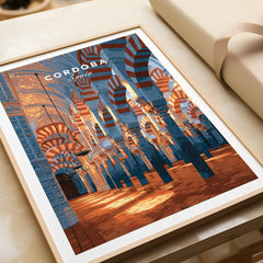 Cordoba Spain Mezquita Travel Poster — framed art print closeup gift unwrapped natural frame