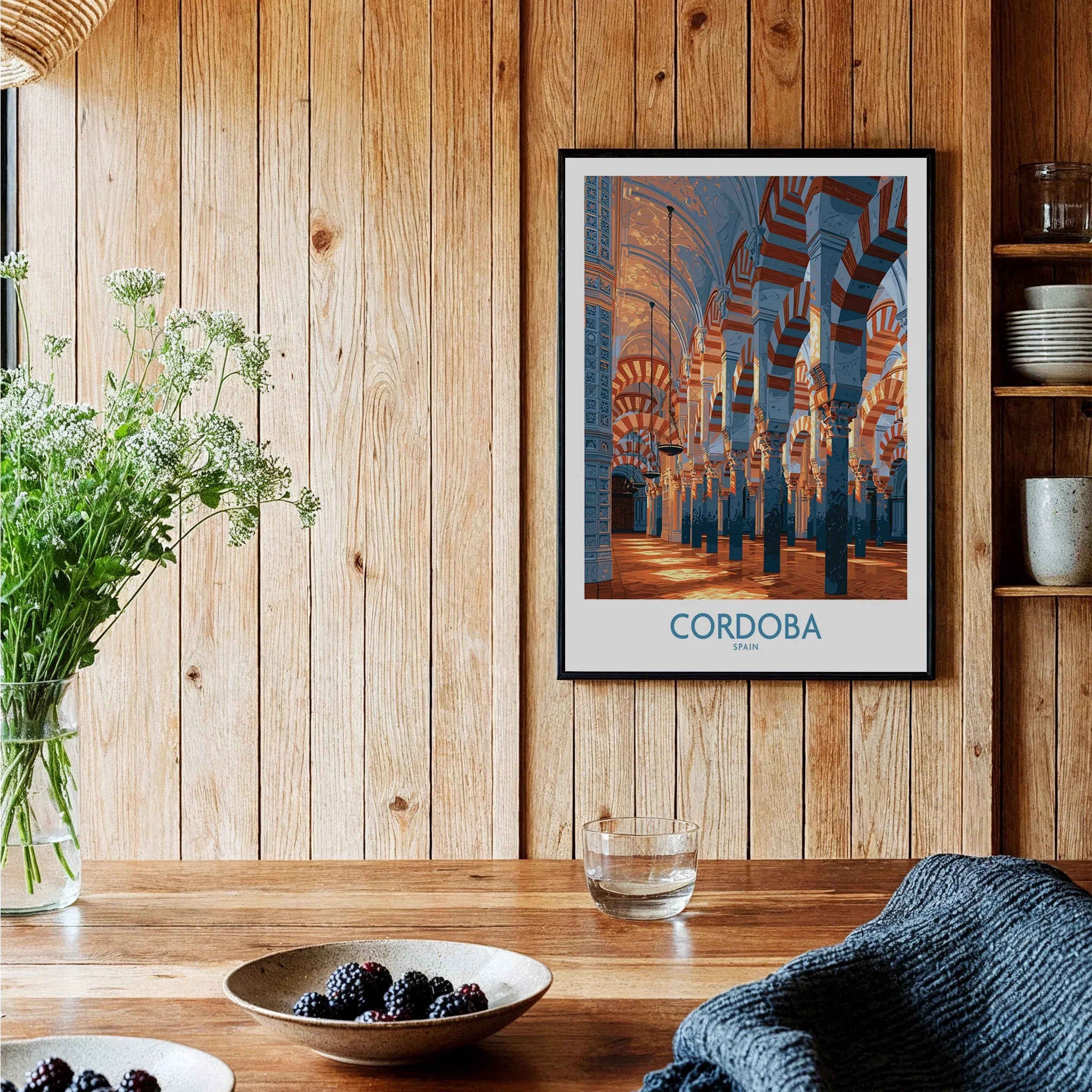 Cordoba Spain Mezquita Wall Art — black framed art print kitchen setting