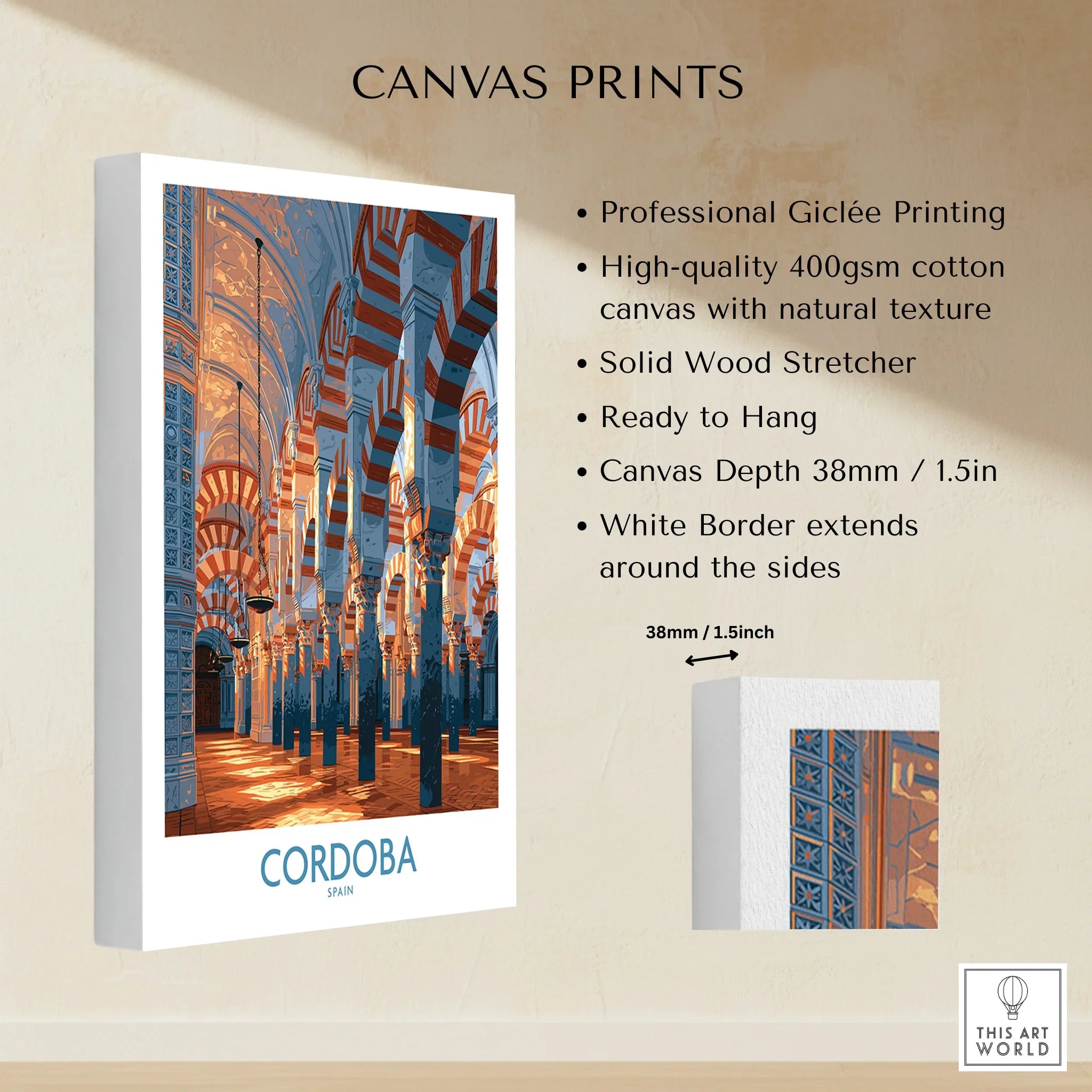 Cordoba Spain Mezquita Wall Art — canvas print stretched cotton canvas details