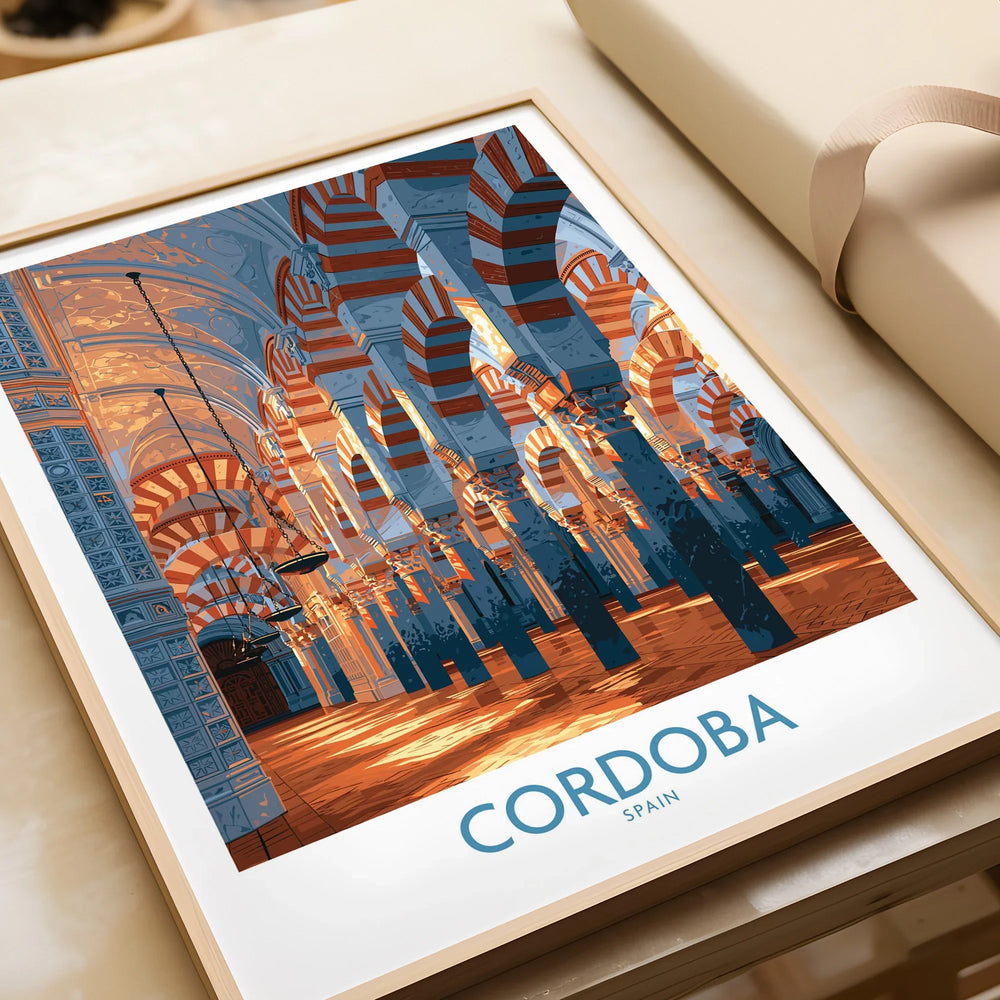Cordoba Spain Mezquita Wall Art — framed art print closeup gift unwrapped natural frame
