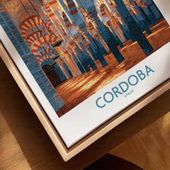 Cordoba Spain Mezquita Wall Art — closeup framed canvas natural wood floating frame