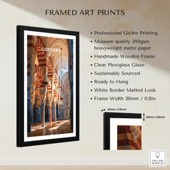 Cordoba Spain Mosque Cathedral Travel Poster — framed print details measurements quality details