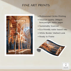 Cordoba Spain Mosque Cathedral Travel Poster — fine art print unframed quality details