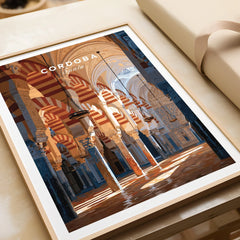 Cordoba Spain Mosque Cathedral Travel Poster — framed art print closeup gift unwrapped natural frame