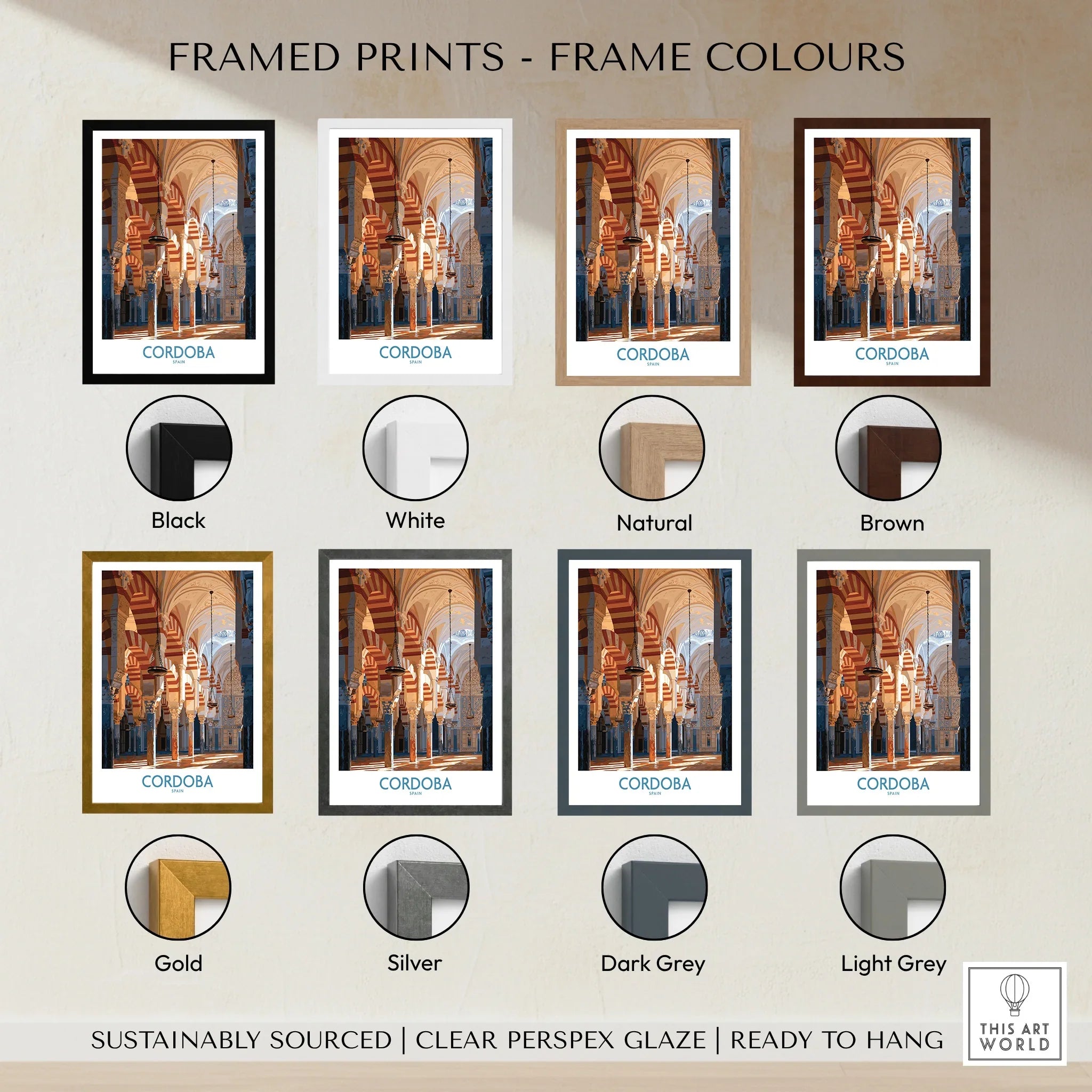 Cordoba Spain Mosque Cathedral Wall Art — framed print colour options