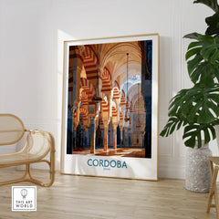 Cordoba Spain Mosque Cathedral Wall Art — large framed print room setting chair plant