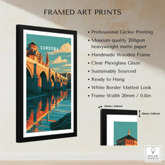 Cordoba Spain Roman Bridge Travel Poster — framed print details measurements quality details