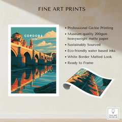 Cordoba Spain Roman Bridge Travel Poster — fine art print unframed quality details