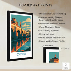 Cordoba Spain Roman Bridge Wall Art — framed print details measurements quality details