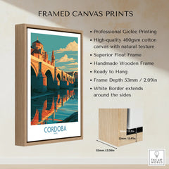 Cordoba Spain Roman Bridge Wall Art — framed canvas float frame details quality