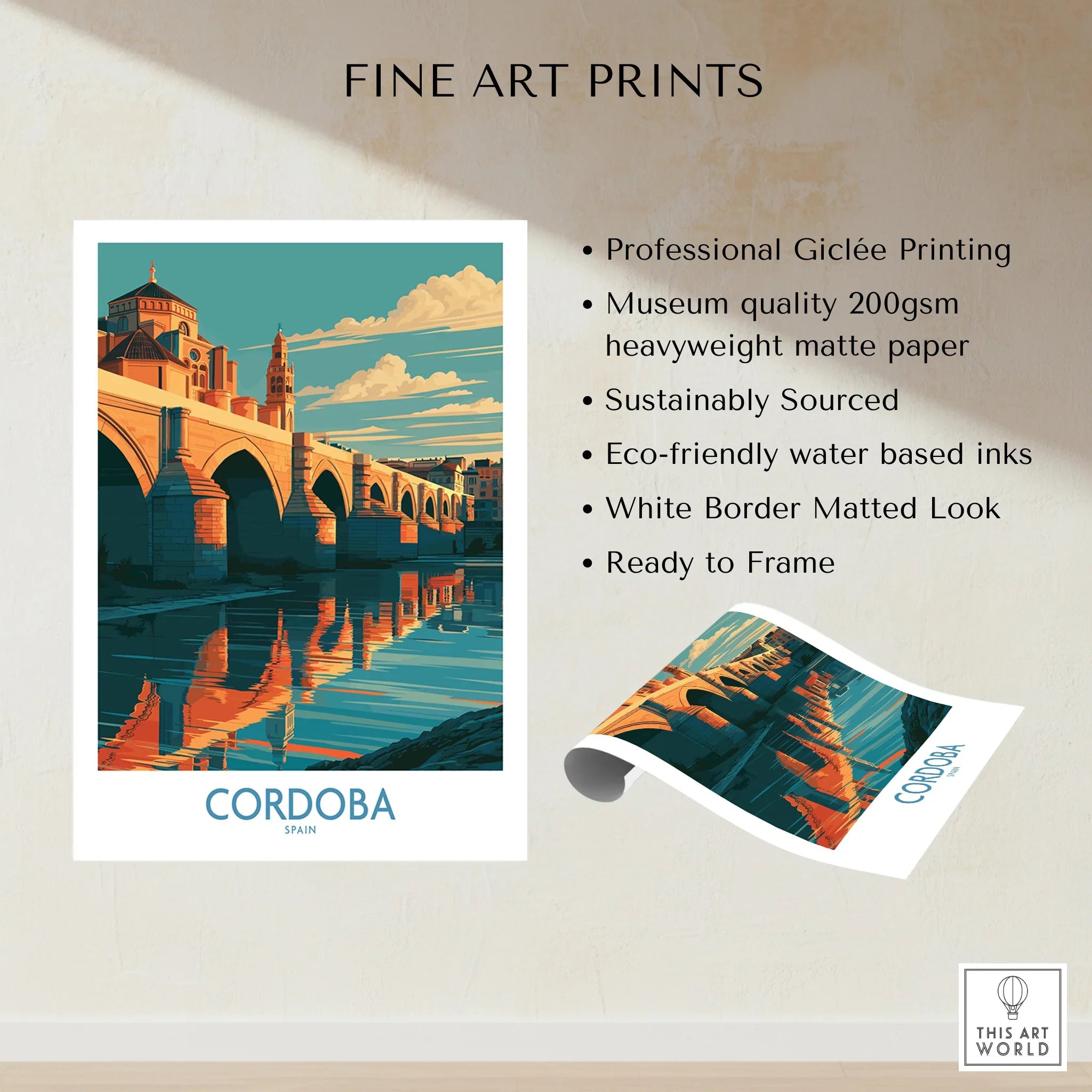 Cordoba Spain Roman Bridge Wall Art — fine art print unframed quality details