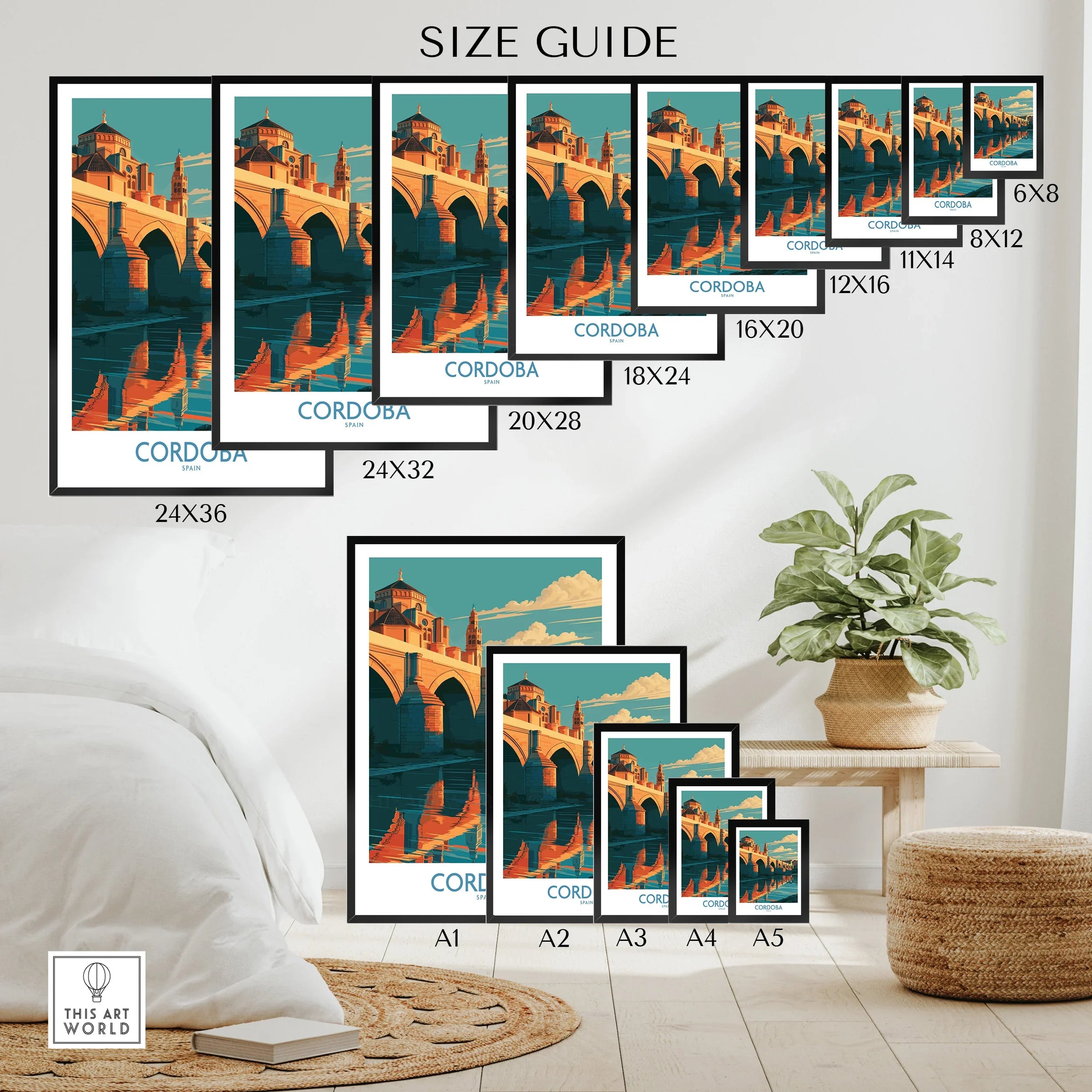 Cordoba Spain Roman Bridge Wall Art — wall art poster size guide thisartworld