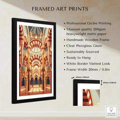Cordoba Spain Mezquita Arches Travel Poster — framed print details measurements quality details