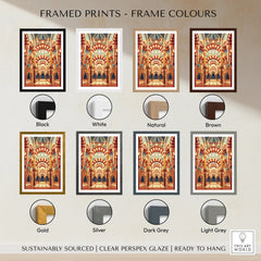 Cordoba Spain Mezquita Arches Travel Poster — framed print colour options