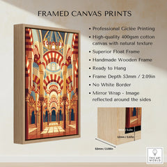 Cordoba Spain Mezquita Arches Travel Poster — framed canvas float frame details quality