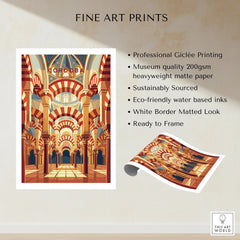Cordoba Spain Mezquita Arches Travel Poster — fine art print unframed quality details