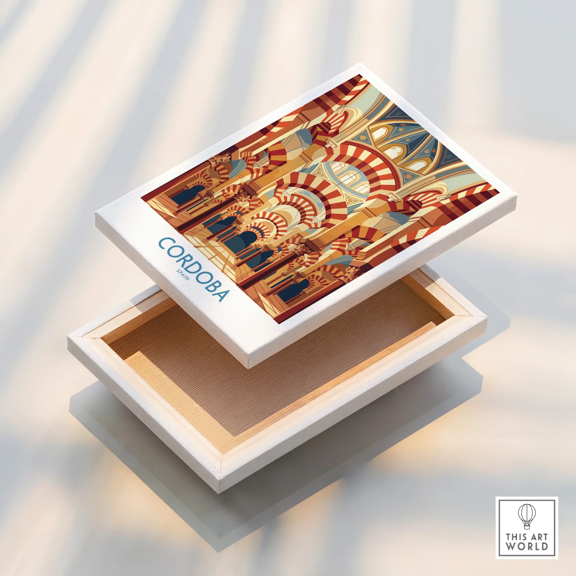 Cordoba Spain Mezquita Arches Wall Art — stretched canvas print floating detail mirror edge