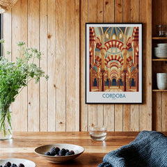 Cordoba Spain Mezquita Arches Wall Art — black framed art print kitchen setting
