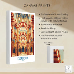Cordoba Spain Mezquita Arches Wall Art — canvas print stretched cotton canvas details