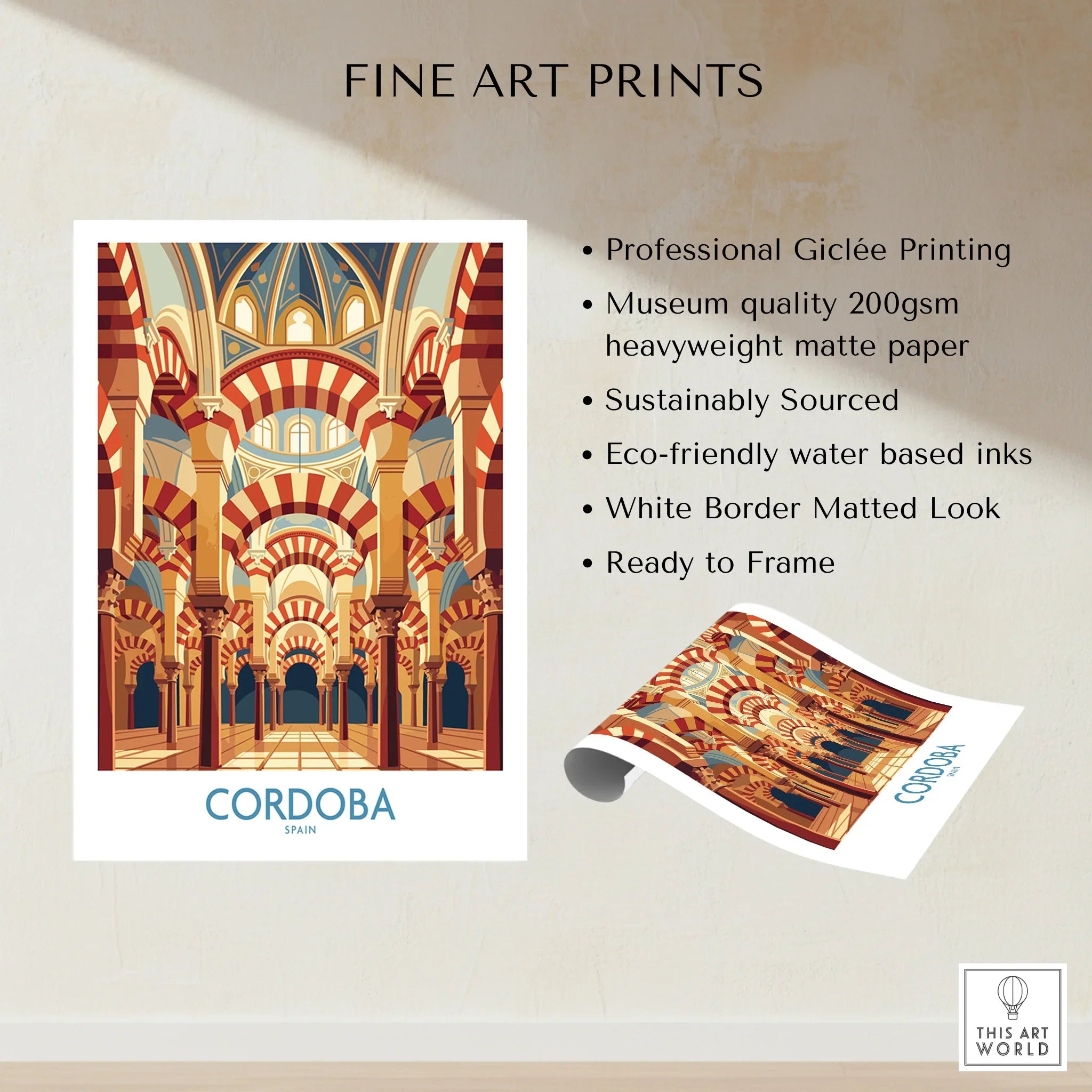 Cordoba Spain Mezquita Arches Wall Art — fine art print unframed quality details