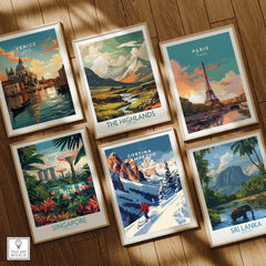 Cortina d'ampezzo Travel Poster - Italy displayed among other travel posters including Venice and Paris.