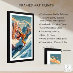 Cortina d'ampezzo Ski Poster framed art print showcasing vibrant skiing design, perfect for home decor.