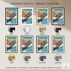 Cortina d'ampezzo Ski Poster framed print options in various colors including black, white, natural, brown, gold, silver, dark grey, light grey.