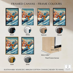 Cortina d'ampezzo Ski Poster available in multiple frame colors including black, white, natural, brown, gold, and silver.