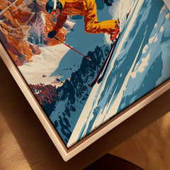 Cortina d'ampezzo Ski Poster vibrant skier in action on slopes capturing the thrill of skiing and elegance in design.