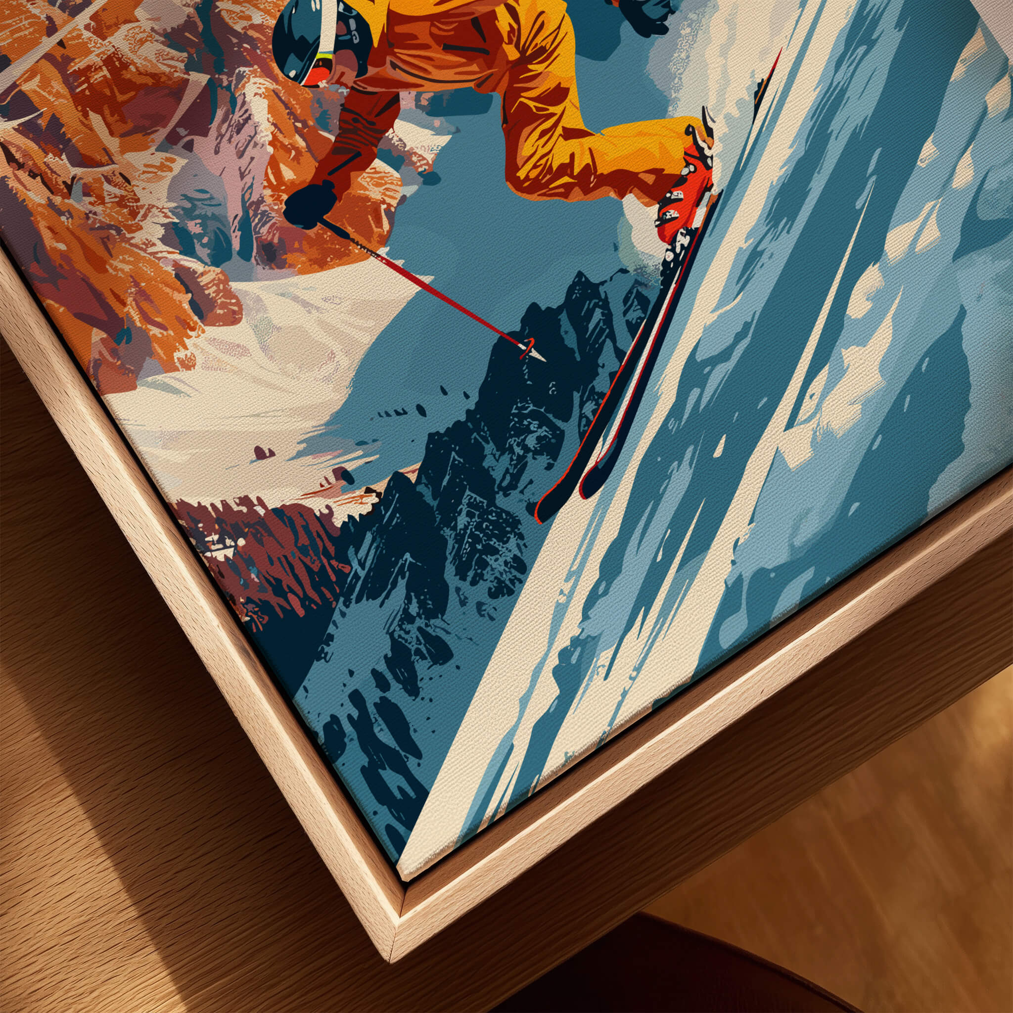 Cortina d'ampezzo Ski Poster vibrant skier in action on slopes capturing the thrill of skiing and elegance in design.