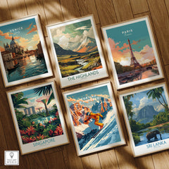 Cortina d'ampezzo Ski Poster among other travel-themed wall art in a stylish gallery display.