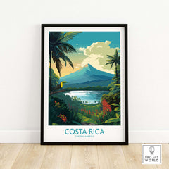 Vibrant Costa Rica wall art featuring Arenal Volcano and tropical scenery, perfect for home decor in Central America style.