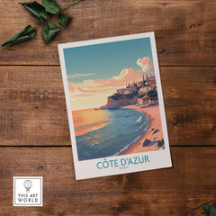 Côte d'Azur wall art print showcasing the French coast's vibrant colors and serene landscape.