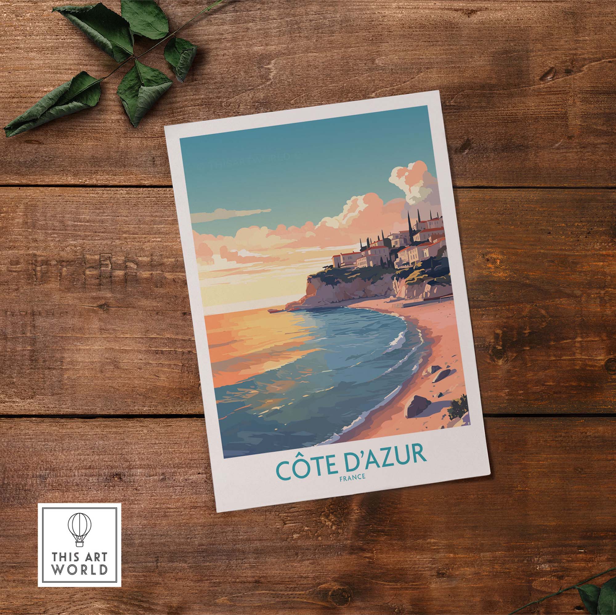 Côte d'Azur wall art print showcasing the French coast's vibrant colors and serene landscape.