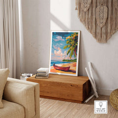 Côte d'Ivoire Beach Poster - African Art Print, Ivory Coast Scenery displayed in a cozy interior.