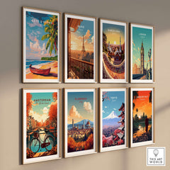 Côte d'Ivoire Beach Poster - African Art Print, Ivory Coast Scenery displayed in a gallery wall of travel posters.