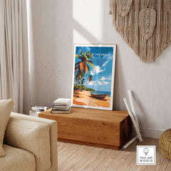Côte d'Ivoire Poster Africa showcasing a serene beach scene in a cozy interior.