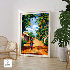 Côte d'Ivoire Wall Art - African Landscape Poster Print, Ivory Coast featuring vibrant scenery and local lifestyle.